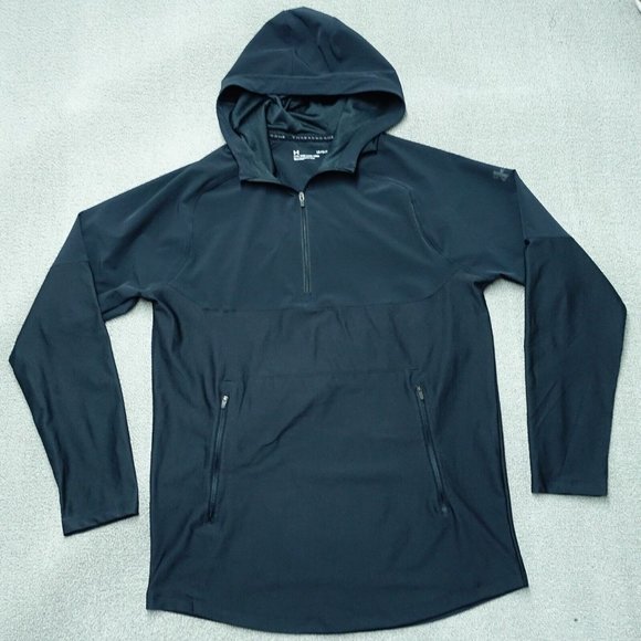 Under Armour Other - Under Armour Men's Large Black Threadborne Long Sleeve Hooded Athletic Jacket